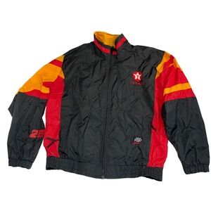 Vintage Checkered Flag Sports Texaco Havoline Racing Jacket Black Red Yellow L